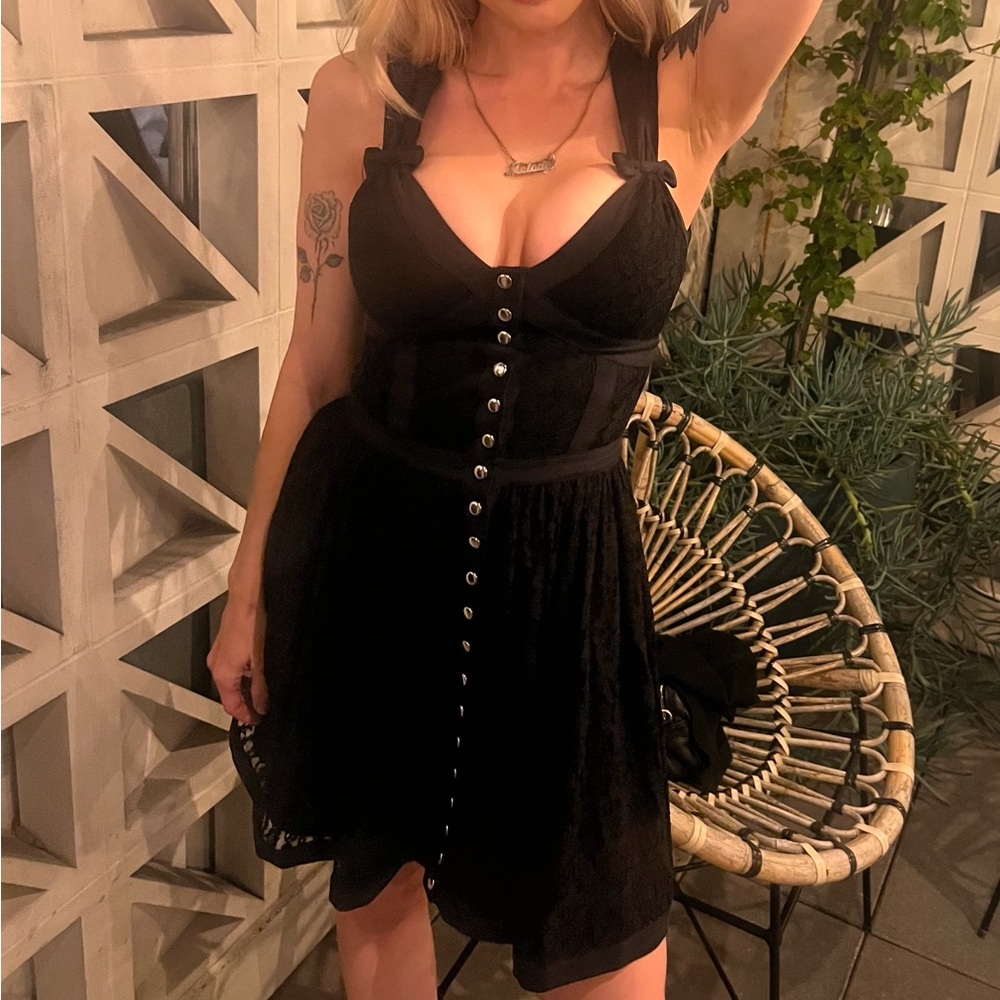 VINTAGE BETSEY JOHNSON MINI DRESS BLACK LACE SIZE 0